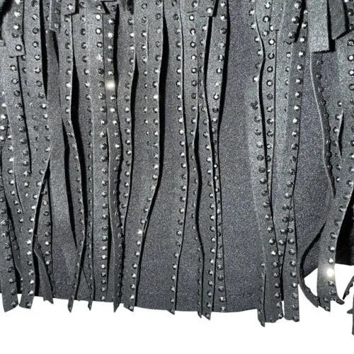 EFFORDRAM Black Faux Suede‎ Front With Rhinestones Halter Top NWOT Size Medium - Image 6