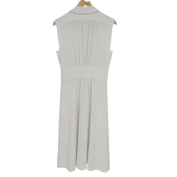 ba&sh Lady Dress Women XS Off-White‎ Sleeveless Button Front Midi Parisian Chic - Image 10