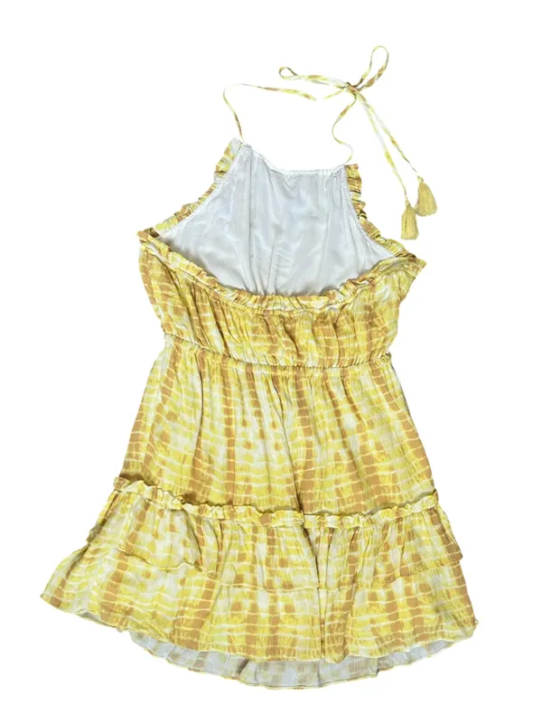 Revolve Majorelle Women’s Baker Yellow Tie Dye Halter Neck Tassel Tie Mini Dress - Image 7