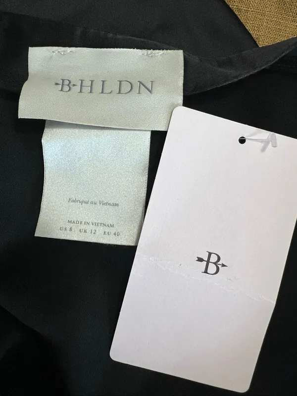 BHLDN Lucy Black Satin One Shoulder Ruched Mini Dress Size 8 NWT - Image 10