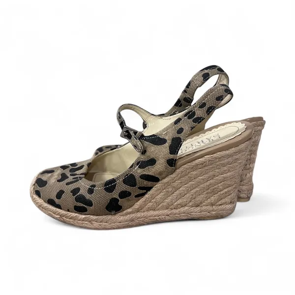 Franco Sarto Leopard Print Espadrille Wedge Sandals Slingback Size 8.5M‎ - Image 2