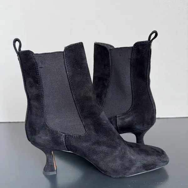 Sam Edelman Women’s Lani Terrazzo Black Suede Square Toe Chelsea Boot Size 7 - Image 4