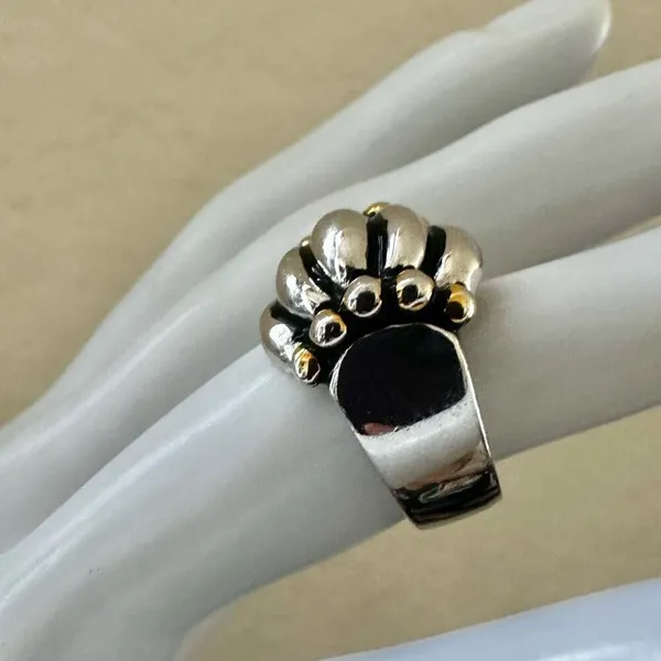 Bold Dome Ring – Silver & Gold Mixed Metal Statement - Image 2