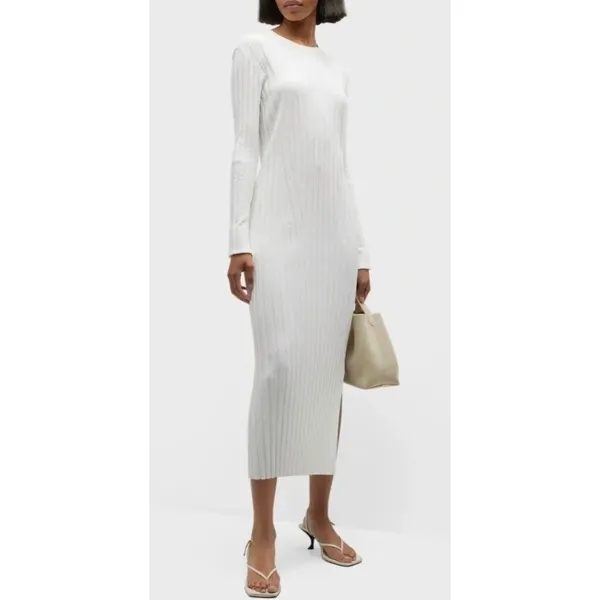 FRAME Ribbed Off White Long Sleeve Midi Sweater Dress Size XXS - Image 7