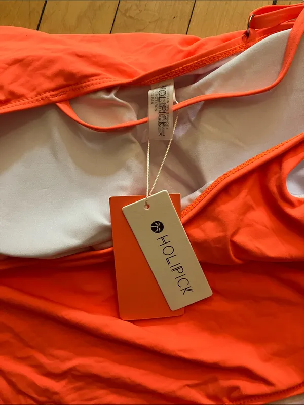 Holipick Neon Orange One Shoulder Adjustable One Piece Swimsuit XL NWT - Image 3