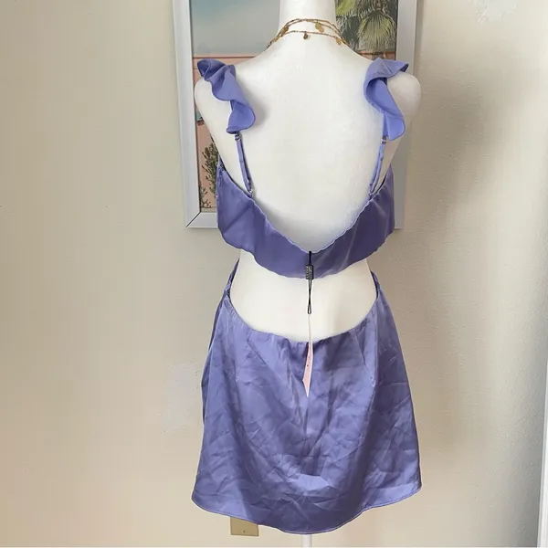 Oh Polly Rialta Cutout Satin Mini Dress Sleeveless in Lilac Size US 10 - Image 9