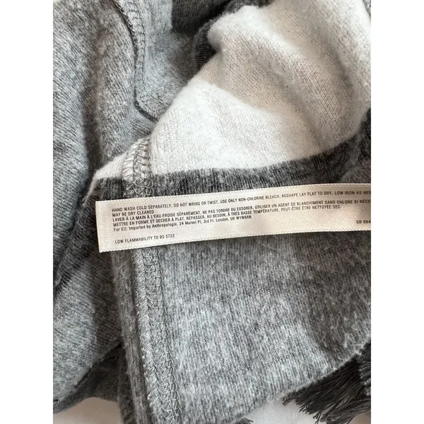 Saturday/Sunday Anthropologie‎ Cardigan Sweater XS Gray White Elise Open Fringe - Image 9