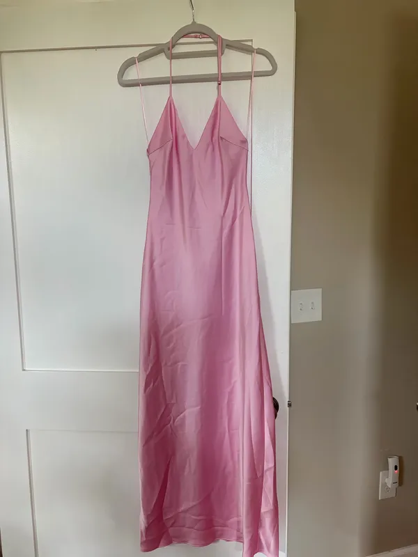 Pink Silk ZARA Dress Long - Image 3