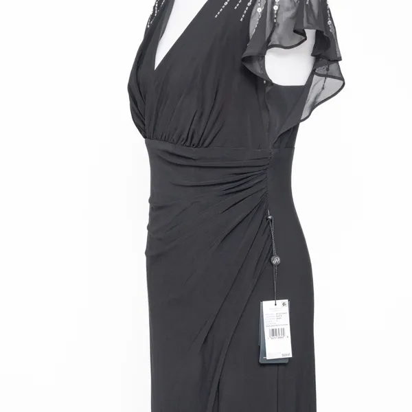 Adrianna Papell‎ Beaded Jersey Chiffon Flutter Sleeve Gown - Image 10