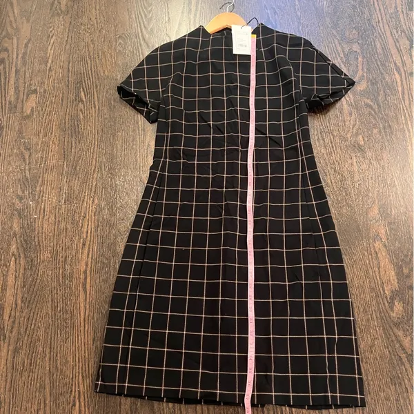 Theory Black Windowpane Sheath Midi Dress with Mock Neck Office NWT Retail $395 - Image 7