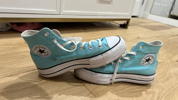 Women’s bright blue high top converse  - Image 2