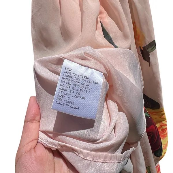 Aura Pink Sleeveless Backless Maxi Dress with Floral Print‎ Small - Image 5