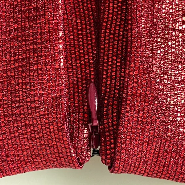 Eliza J Cocktail Dress Capelet Sleeve NWT Ruched‎ Sparkly Red Draped Back Size 8 - Image 13