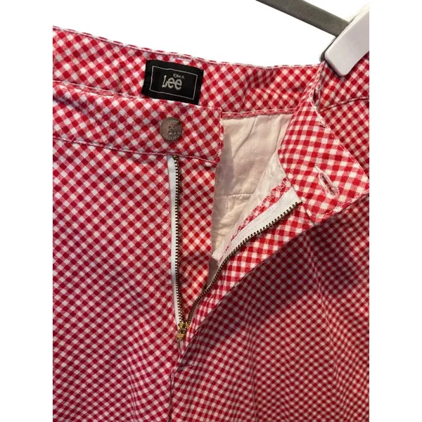 Lee Women's Red & White Gingham Check Capri Pants Cropped Size 12 - Image 7