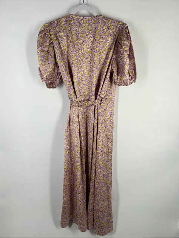 VILA Violetta‎ Wrap Dress — Yellow & Lilac Floral - Image 12