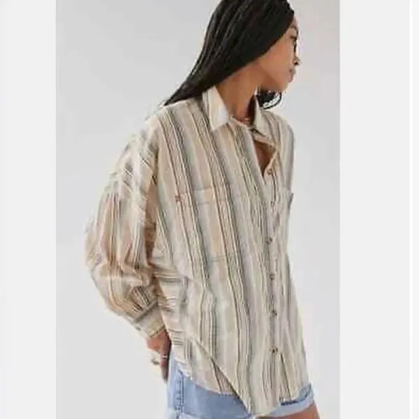 BDG Urban Outfitters Bell Button-Down Shirt Striped Oversized Long Sleeve (XS) - Image 5