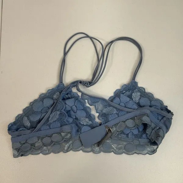 Aerie L Large Lace Bralette‎ Bra Wireless Blue Racerback Pullover Lightly Lined - Image 9