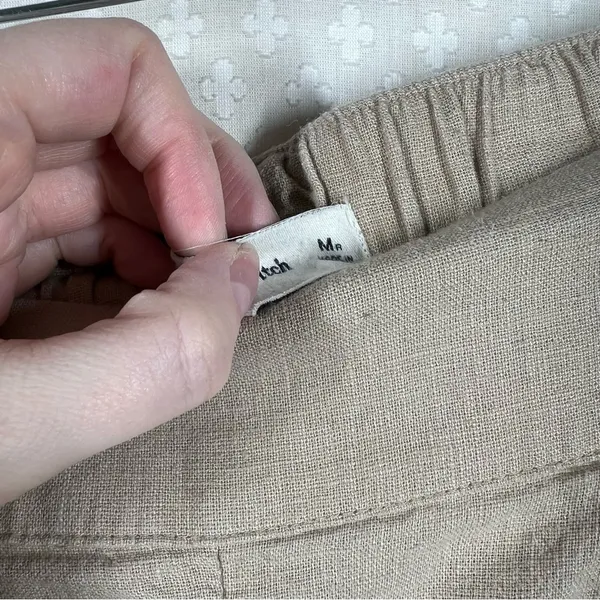 Abercrombie‎ & Fitch Women Trousers Sz M Tan Linen Pleated High Rise Wide Leg - Image 5