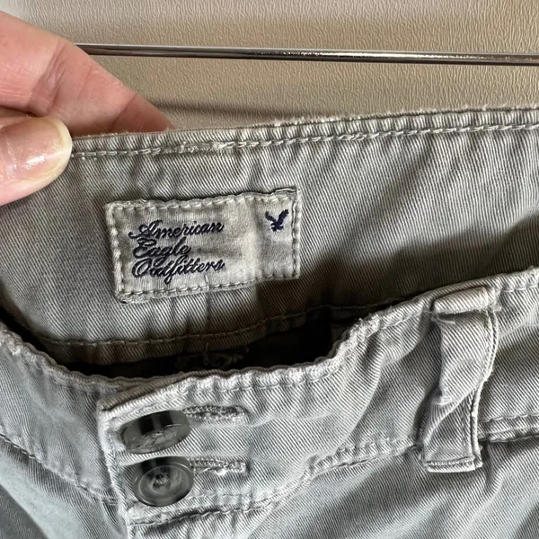 American Eagle Outfitters Womens Gray‎ Cotton Twill Straight Leg Pants Size 10 - Image 5