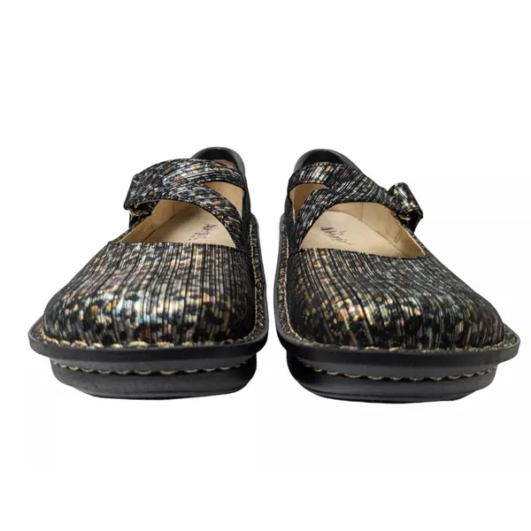 ALEGRIA DAYNA leopard stripes Mary Jane’s SZ 39 metallic NUBUCK— very clean - Image 3