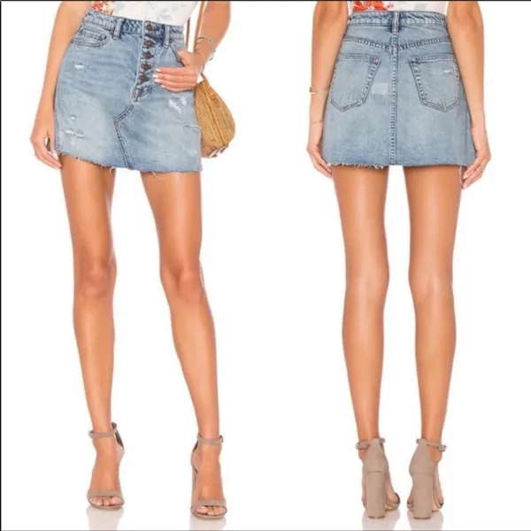 Free People Denim Distressed Skirt Size 26 - Image 2
