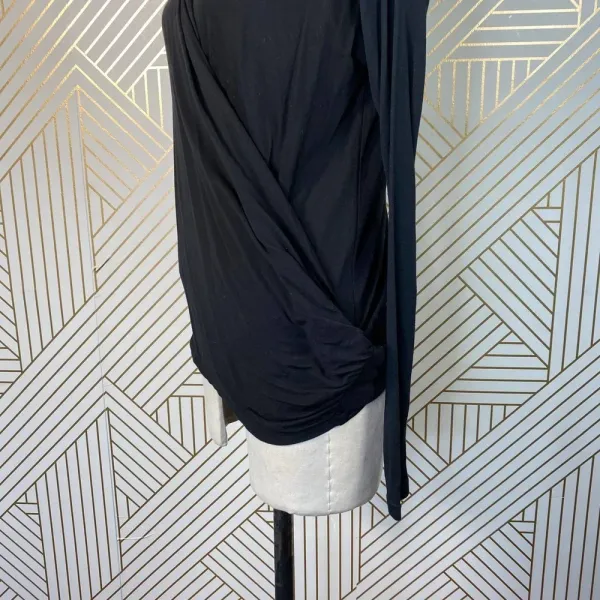 Alice + Olivia Air Top Long‎ Sleeve Blouse Faux Wrap Draped Black Size Small - Image 8