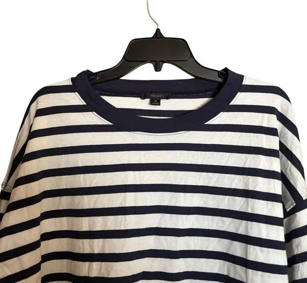 J Crew Top Womens Medium Multicolor Nautical Stripe Cotton Blouse - Image 2