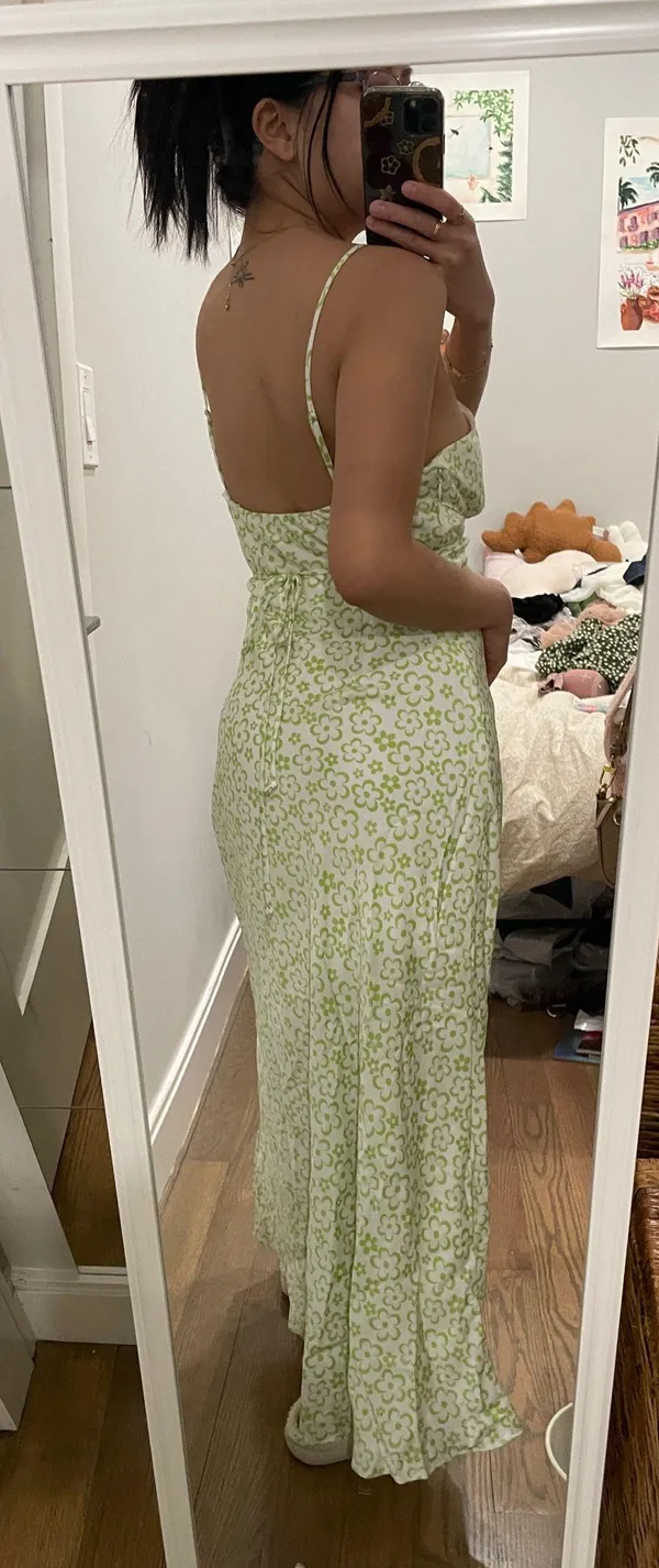 Cotton Candy LA Green floral maxi dress - Image 3