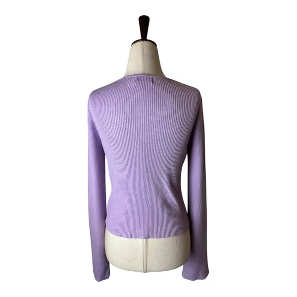 Tiger Mist Sweater Women XS Purple Ribbed Knit Monica Cardigan Sexy‎ Preppy - Image 4