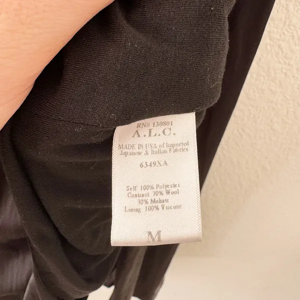 A.L.C. Black Gray Draped Halter Neck Shift Mini Dress Elegant Party Dress Size M - Image 6