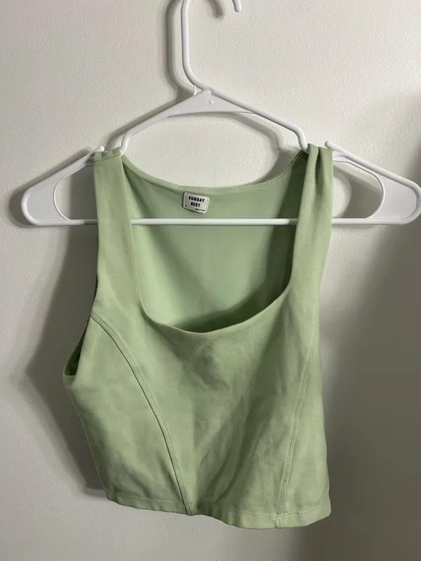 Sunday Best Aritzia Light Green Squareneck Crop Top - Image 3