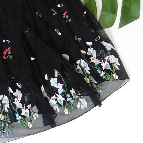 PATRIZIA PEPE Embroidered Tulle Top Strapless Floral Punk Size 40 US 4 - Image 5