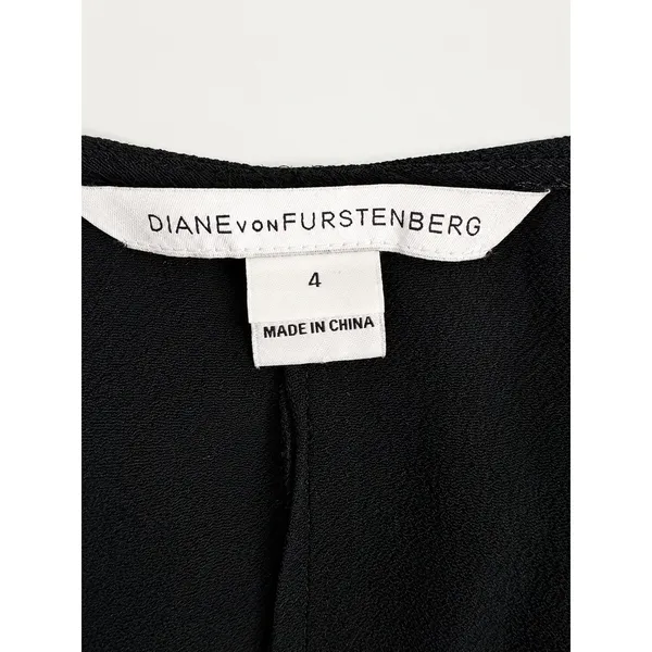 Diane von Furstenberg DVF Rawena Black Faux Wrap Jumpsuit Belted Size 4 - Image 6