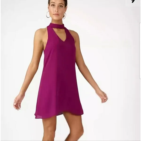 LULUS GROOVE THING SWING DRESS MOCK NECK‎ IN MAGENTA Small - Image 2