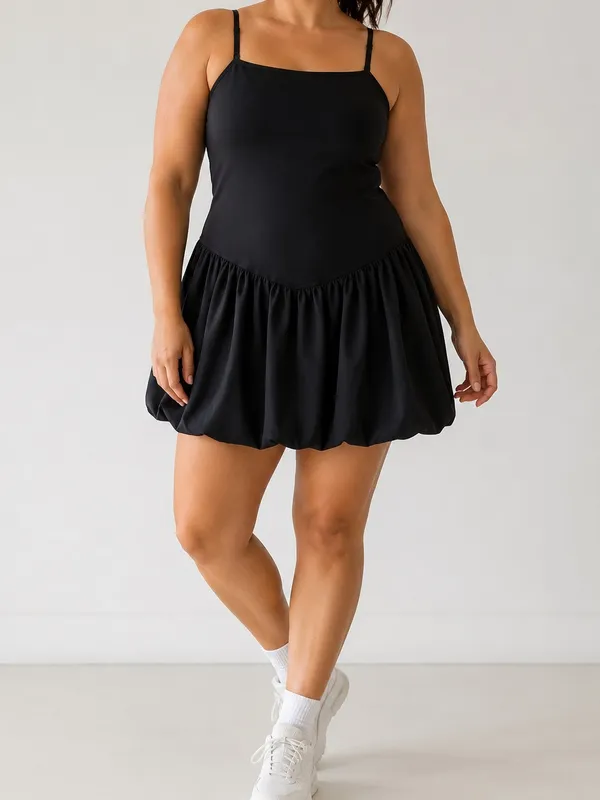 Abercrombie YPB sculptLUX Black Bubble Hem Activewear Shorts Interior Mini Dress - Image 8