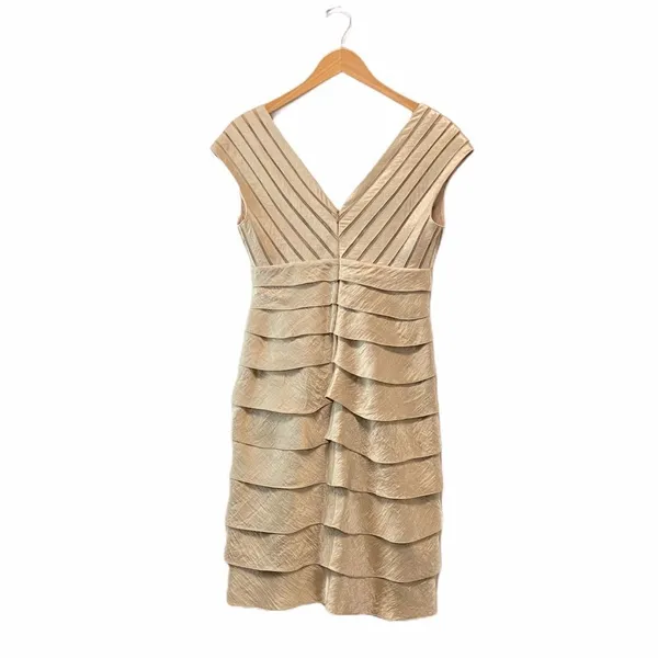 AIdan Mattox Niteline Tan Layers V Neck Casual Mother of Bride Dress - Image 6