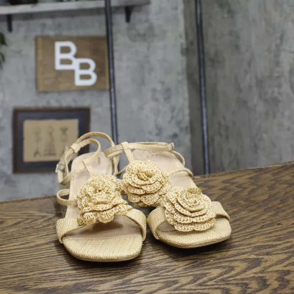 NWT A New Day Womens Esme Floral Crochet Kitten Heels 92979007 Tan Brown 11M - Image 7