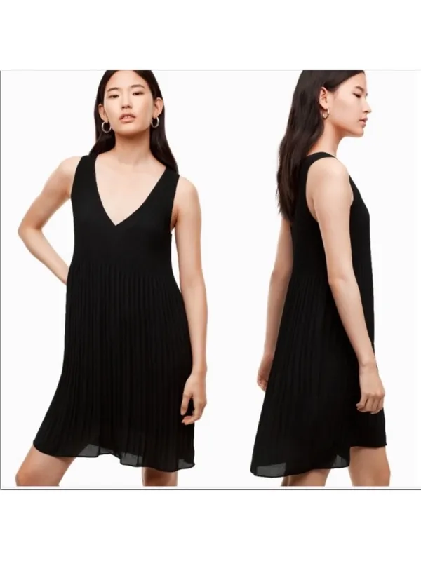 Aritzia Babaton Mathis Pleated Dress in‎ black size small NWT - Image 2