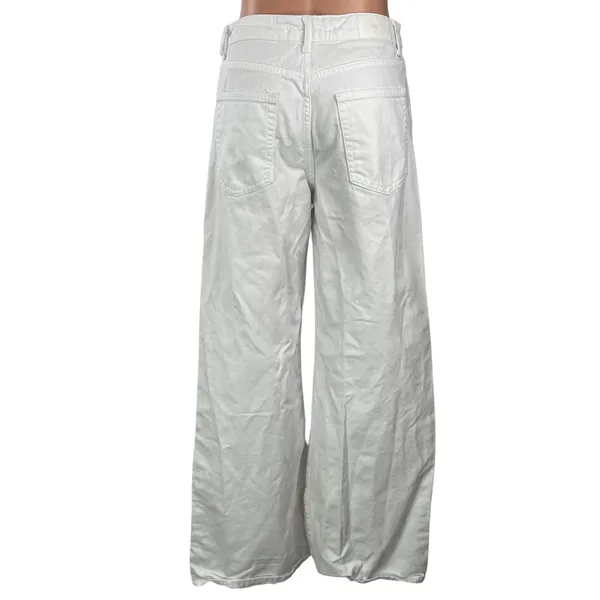 Zara Women's White High Waisted Wide Leg Baggy Palazzo Denim Jeans Size 4 - Image 3