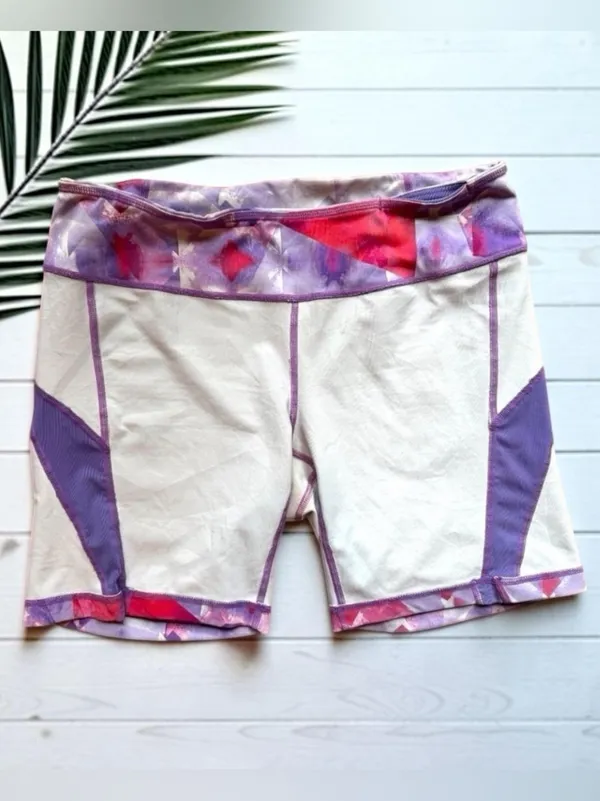 ZELLA Purple Geometric Print Active Shorts - Size Medium - Image 3