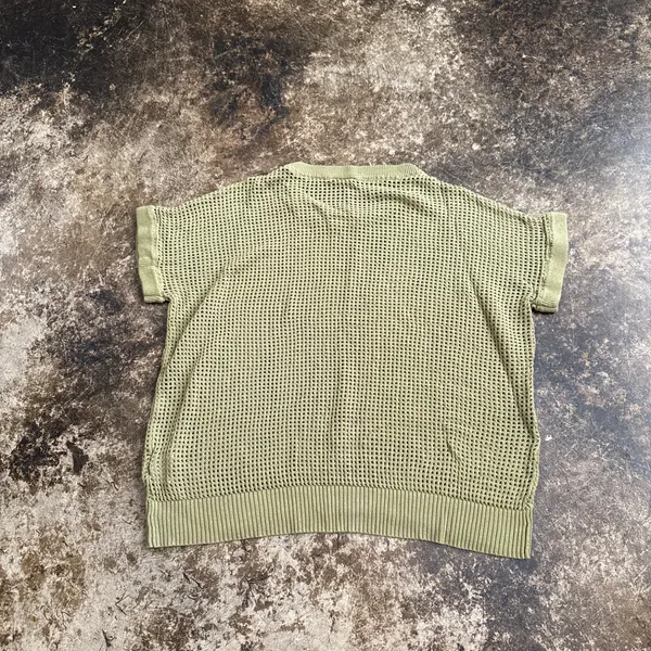 Mesh Olive Green Short Sleeve Top Size M - Image 3