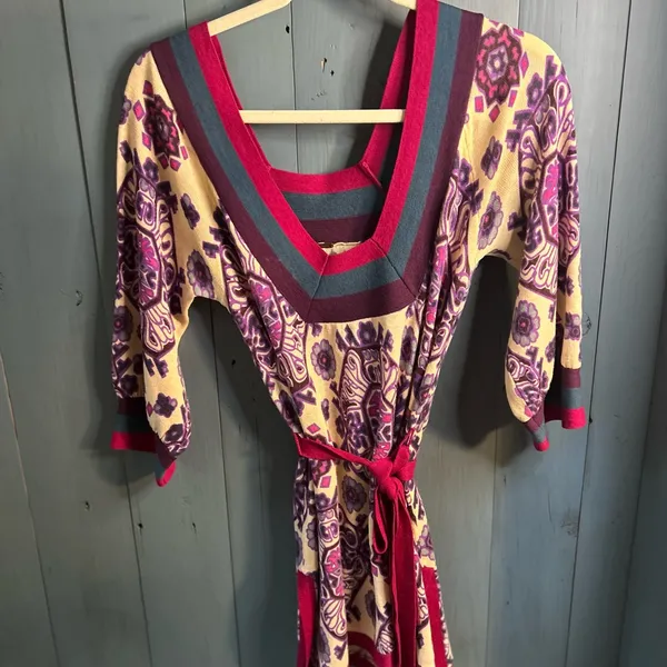 Free People Multicolor Patterned Belted Sweater | Size Medium - Image 2