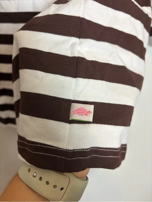 Lolly Wolly Doodle NWT Brown & White Striped Boat Neck Top - Image 5