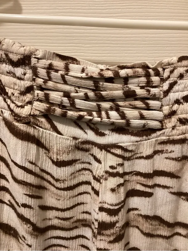 Wide Leg Lounge Pants in Cream with Brown Zebra Print - Image 3