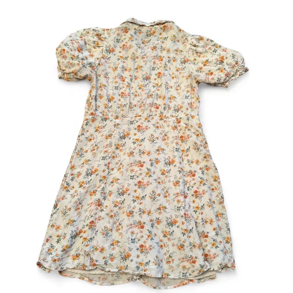 American Eagle Puff Sleeve Shirt Dress Floral White Orange Size S - Image 3