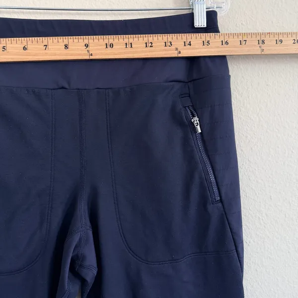 Athleta Peak Hybrid Fleece Tight Leggings Womens Large Navy Blue Outdoor Camping - Image 12