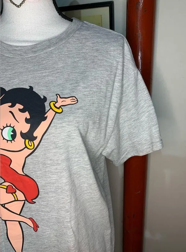Betty Boop Heather Gray Tee Shirt - Image 4