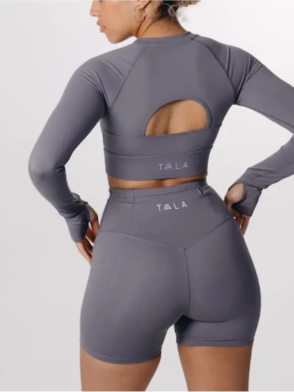 TALA Skinluxe‎ Keyhole Crop Top Gray - Image 2