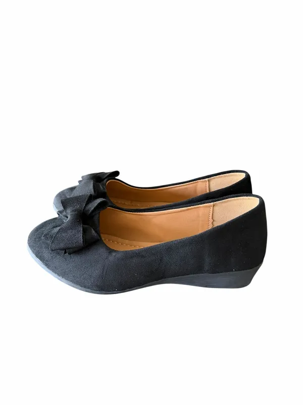 Women's Black Wedge Heeled Bow Accent Slip On Shoe Size 40 aka 9 #260322 - Image 5