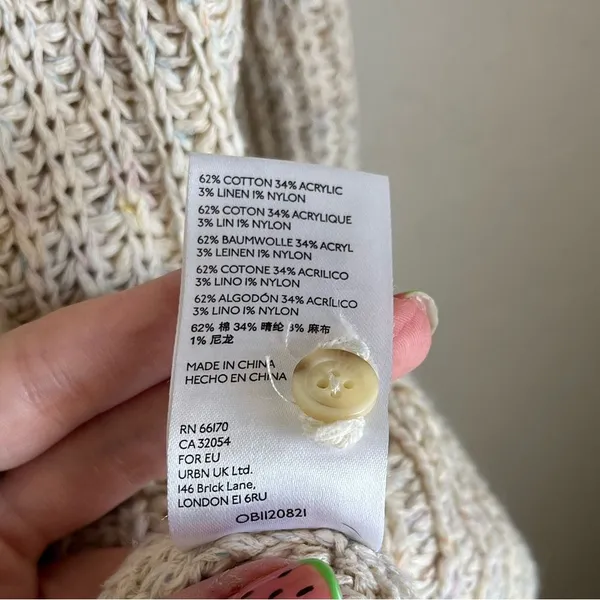 Anthropologie Cotton Knit Pullover Scoop Neck Sweater White Oversized Small - Image 6